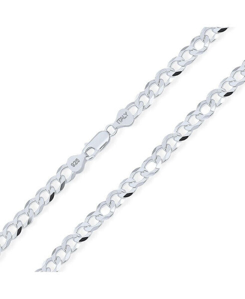 Men's Solid 7MM Diamond Cut .925 Sterling Silver Miami Cuban Curb Chain Necklace For Men s Women 20 Inch