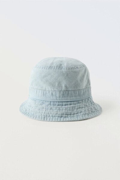 Faded denim bucket hat