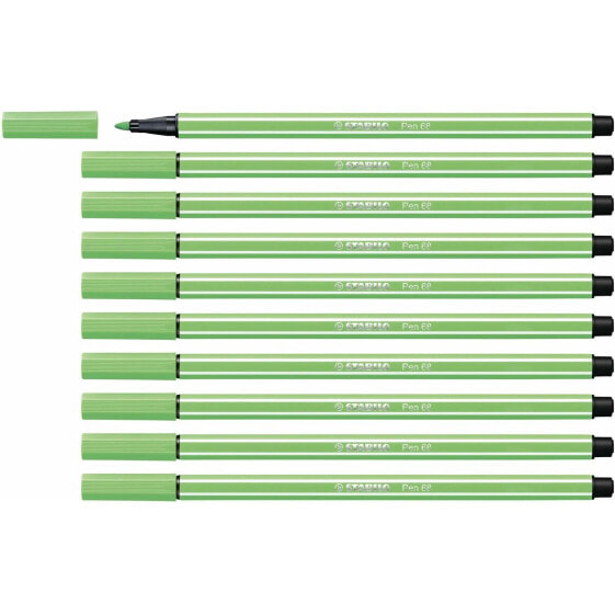 Ручки фломастерные STABILO Pen 68 Изумрудный зеленый 10 штук