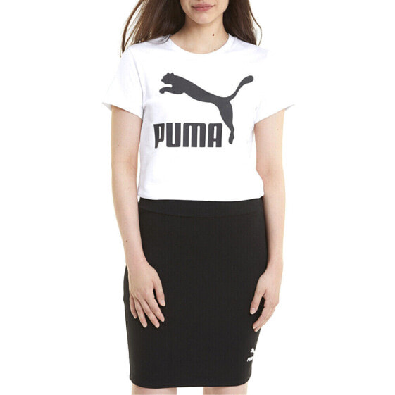 Puma Classics Logo Crew Neck Short Sleeve T-Shirt Womens White Casual Tops 53186