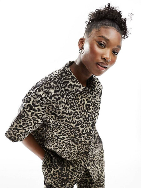 AllSaints Jemi Leppo short sleeve shirt in leopard print