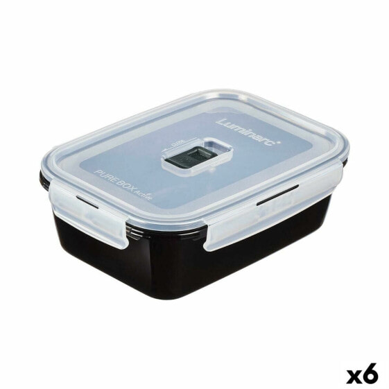 Коробочка для обеда герметичная Luminarc Pure Box Чёрный 1,22 L Стеклянная (6 штук)
