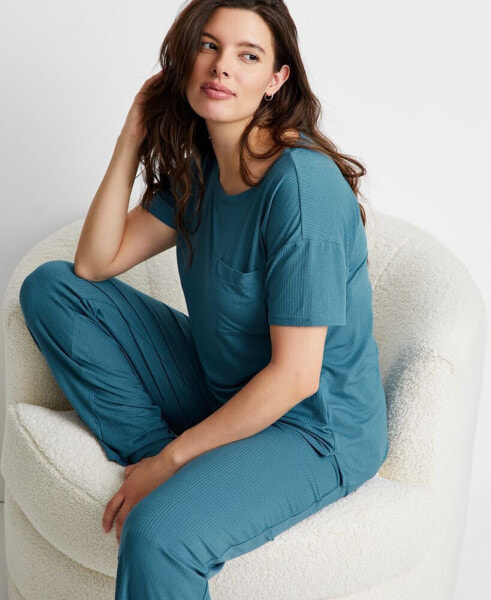 Women's 2-Pc. Ribbed Short-Sleeve Pajamas Set, Created for Macy's