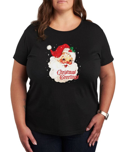 Air Waves Trendy Plus Size Christmas Greetings Graphic T-shirt