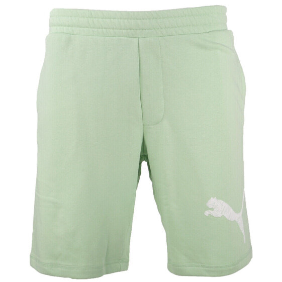 Puma Faux Embroidered Cat Shorts Mens Green Casual Athletic Bottoms 84858818