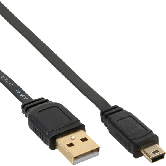 InLine USB 2.0 Flat Cable USB Type A male / Mini-B male 5pin black/gold 0.3m