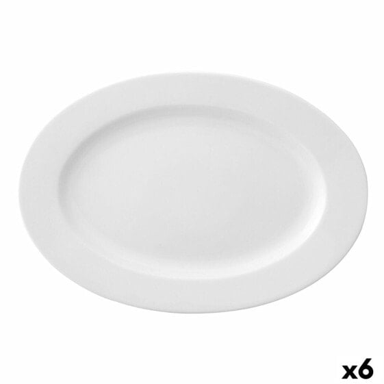 Плоская тарелка Ariane Prime Овальный Керамика Белый (38 x 25 cm) (6 штук)