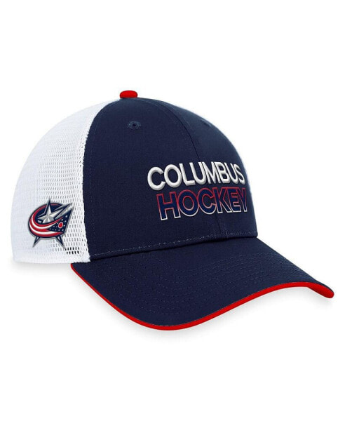 Men's Navy Columbus Blue Jackets Authentic Pro Rink Trucker Adjustable Hat