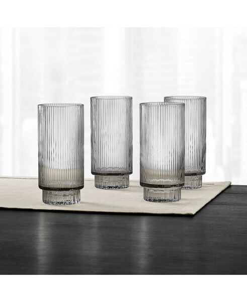Smoked Fluted Highball Glasses, Set of 4, Created for Macy's