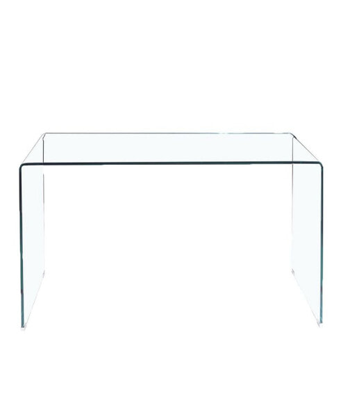 Glass Console Table, Transparent Tempered Glass Console Table With Rounded Edges Desks, Sofa