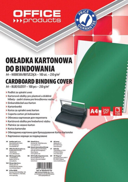 Канцелярские товары Office Products Okładki do bindowania, картон, A4, 250 г/м², глянцевые, 100 шт., зеленые