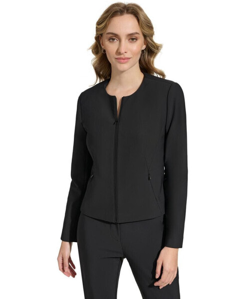 Women's Zip-Front Collarless Jacket