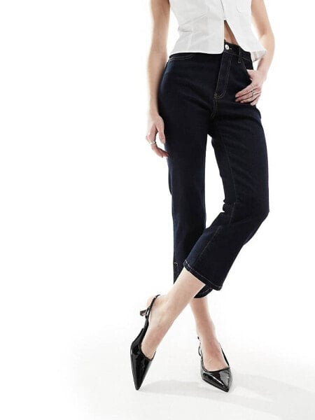 Mango cropped pedal pusher jeans in dark blue