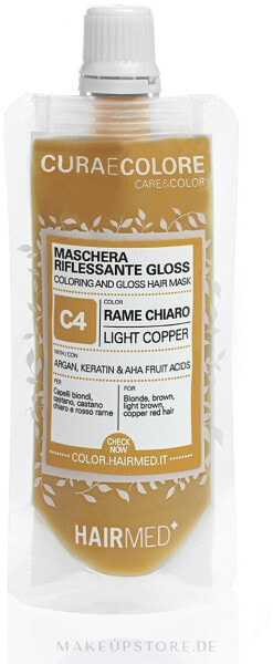 Pflegende Tönungsmaske für mehr Haarglanz 40 ml - Hairmed Coloring And Gloss Hair Mask C4 - Light Copper