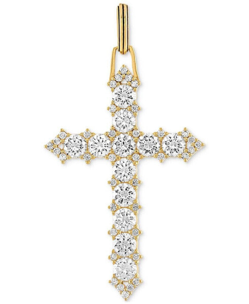 Cubic Zirconia Cross Pendant in 14k Gold-Plated Sterling Silver, Created for Macy's