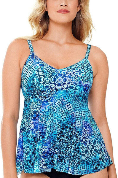 Swim Solutions 259814 Women's V-Neck Underwire Tankini Top Swimwear Size 10