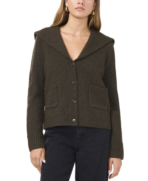 Women's V-Neck Collared Cardigan