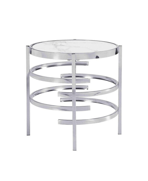 Sintered Stone Top End Table: Modern Chrome Design