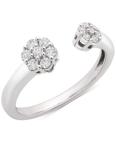 Diamond Flower Cluster Cuff Ring (1/4 ct. t.w.) in 14k White Gold, Created for Macy's