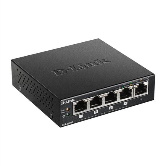 D-Link DGS-1005P - Управляемый коммутатор Gigabit Ethernet (10/100/1000) с поддержкой PoE - настенный крепеж