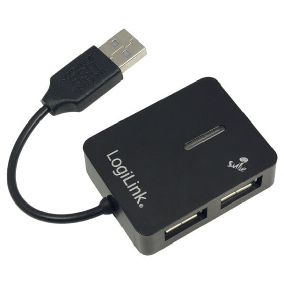 USB-концентратор LogiLink USB 2.0 4-Port Hub - 480 Mbit/s - Black - Windows 98SE/ME/2000/XP/Vista/2003/7 - 450 г