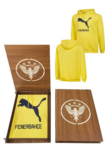 Fenerbahçe S.k Cat - Unisex Sarı Kapüşonlu Ahşap Kutulu Sweatshirt - 773139 03