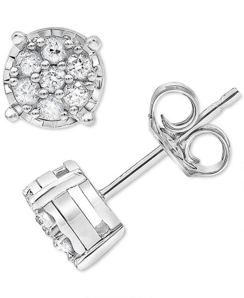 Diamond Mini Cluster Stud Earrings (1/10 ct. t.w.) in 10k White Gold