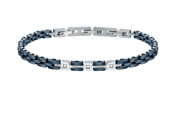 Timeless men´s bicolor bracelet with diamonds SAUK04