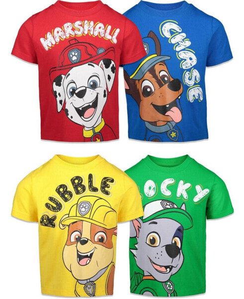Little Boys Chase Marshall Rubble Rocky 4 Pack T-Shirts Multicolor
