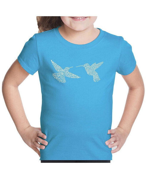Child Hummingbirds - Girl's Word Art T-Shirt