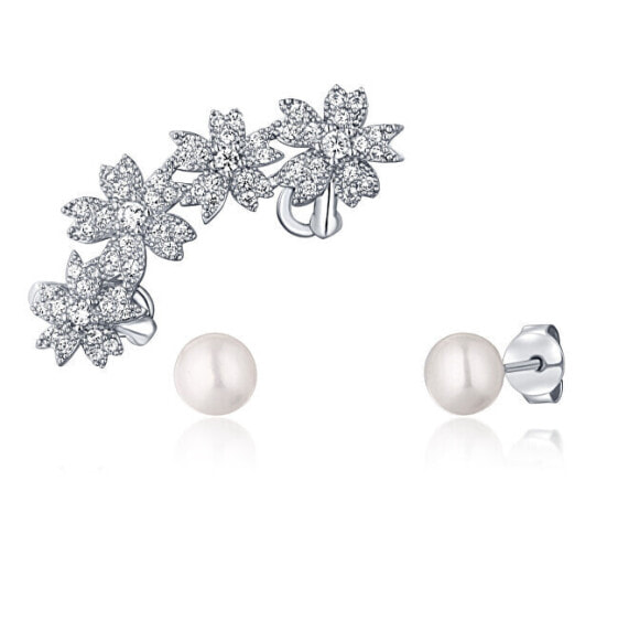 Beautiful set of pearl earrings (1x earring, 2x stone earring) JL0781