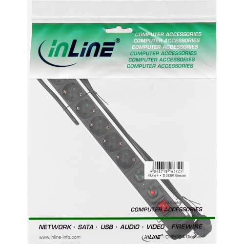 InLine Socket Strip - Aluminum - 6-way with protection - switch - 1.5m