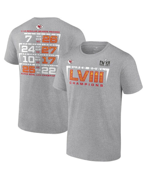 Men's Heather Charcoal Kansas City Chiefs Super Bowl LVIII Champions Counting Points Score T-shirt