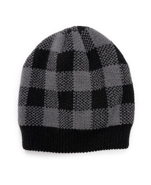 Men's Heat Retainer Beanie, Pewter/Buffalo Check, One Size