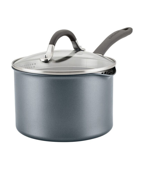 A1 Series with ScratchDefense Technology Aluminum 3-Quart Nonstick Induction Straining Sauce Pan with Lid