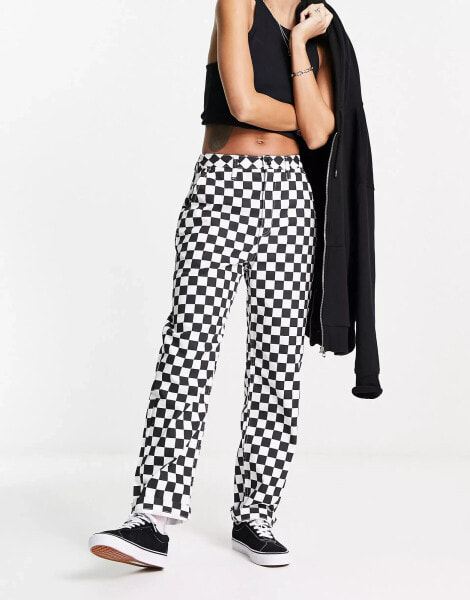 Vans authentic chino trousers in black and white checkerboard