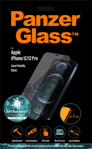 Защитная пленка для Apple iPhone 12/12 Pro PanzerGlass Edge-to-Edge Anti-Bacterial - Прозрачный - для мобильного телефона/смартфона - Apple - iPhone 12/12 Pro - стойкая к царапинам - антибактериальная - прозрачная