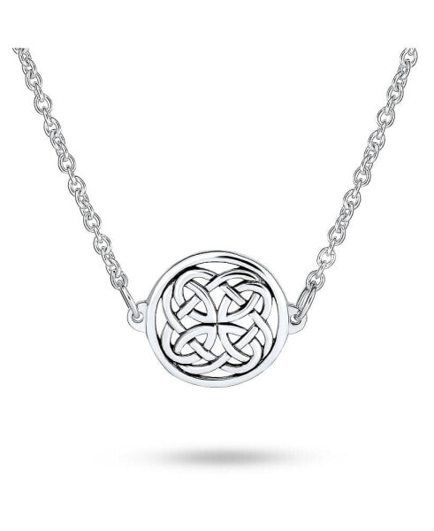 Bling Jewelry ancient Round Disc Irish Infinity Love Knot Celtic Medallion Pendant Station Necklace For Women Teen .925 Sterling Silver