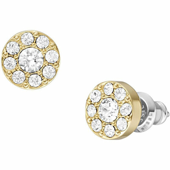 Gold-plated stud earrings with crystals JF04375710