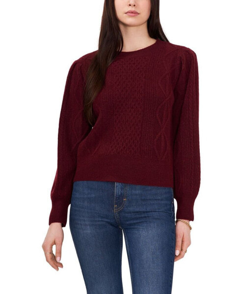Women's Variegated Cables Crew Neck Sweater