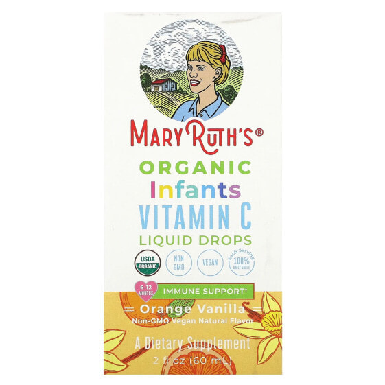 MaryRuth Organics, органический витамин C в форме капель для младенцев, для детей 6–12 месяцев, со вкусом апельсина и ванили, 60 мл (2 жидк. унции)