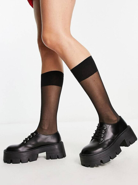 ASOS DESIGN sheer knee high socks in black