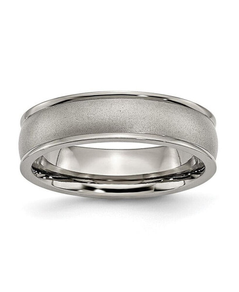 Titanium Brushed Center 6 mm Ridged Edge Wedding Band Ring