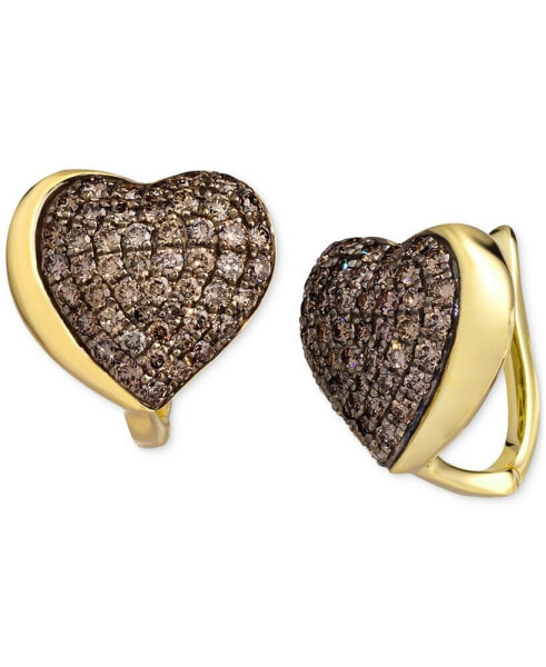 GODIVA x Le Vian® Chocolate Diamond Pavé Heart Statement Earrings (1-3/8 ct. t.w.) in 14k Gold