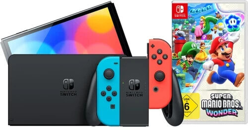 Nintendo Switch OLED Red/Blue + Super Mario Bros. Wonder