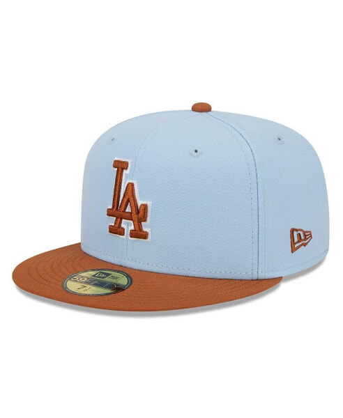 Men's Light Blue/Brown Los Angeles Dodgers Spring Color Basic Two-Tone 59Fifty Fitted Hat
