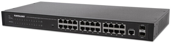 Intellinet 24-Port Network Switch - 24-Port (RJ45) - Rackmount - Gigabit - 4 SFP - Ethernet Web-Smart - 10/100/1000 Mbit/ (Euro 2-pin plug) - Managed - Gigabit Ethernet (10/100/1000) - Full duplex - Rack mounting - 1U