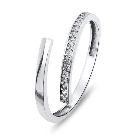 Elegant open ring with clear zircons RI035W