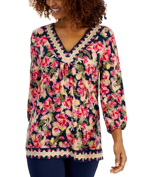 Women's 3/4 Sleeve V-Neck Top, Created for Macy's