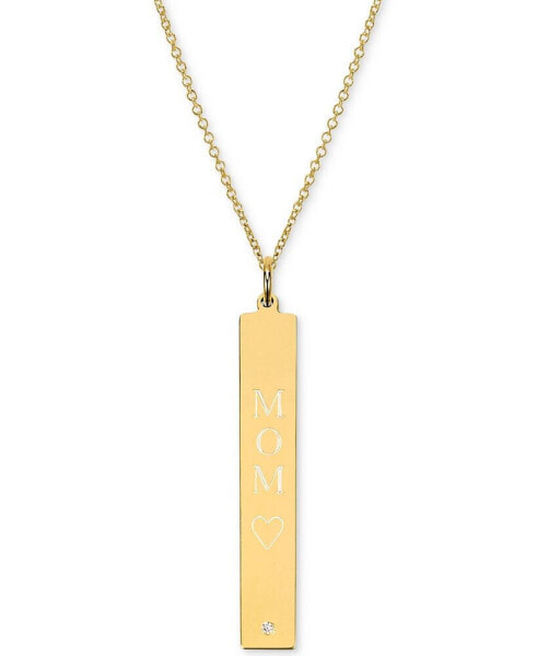 Sarah Chloe diamond Accent Mom Bar Pendant Necklace in 14k Gold over Silver, 18" (also available in Sterling Silver)